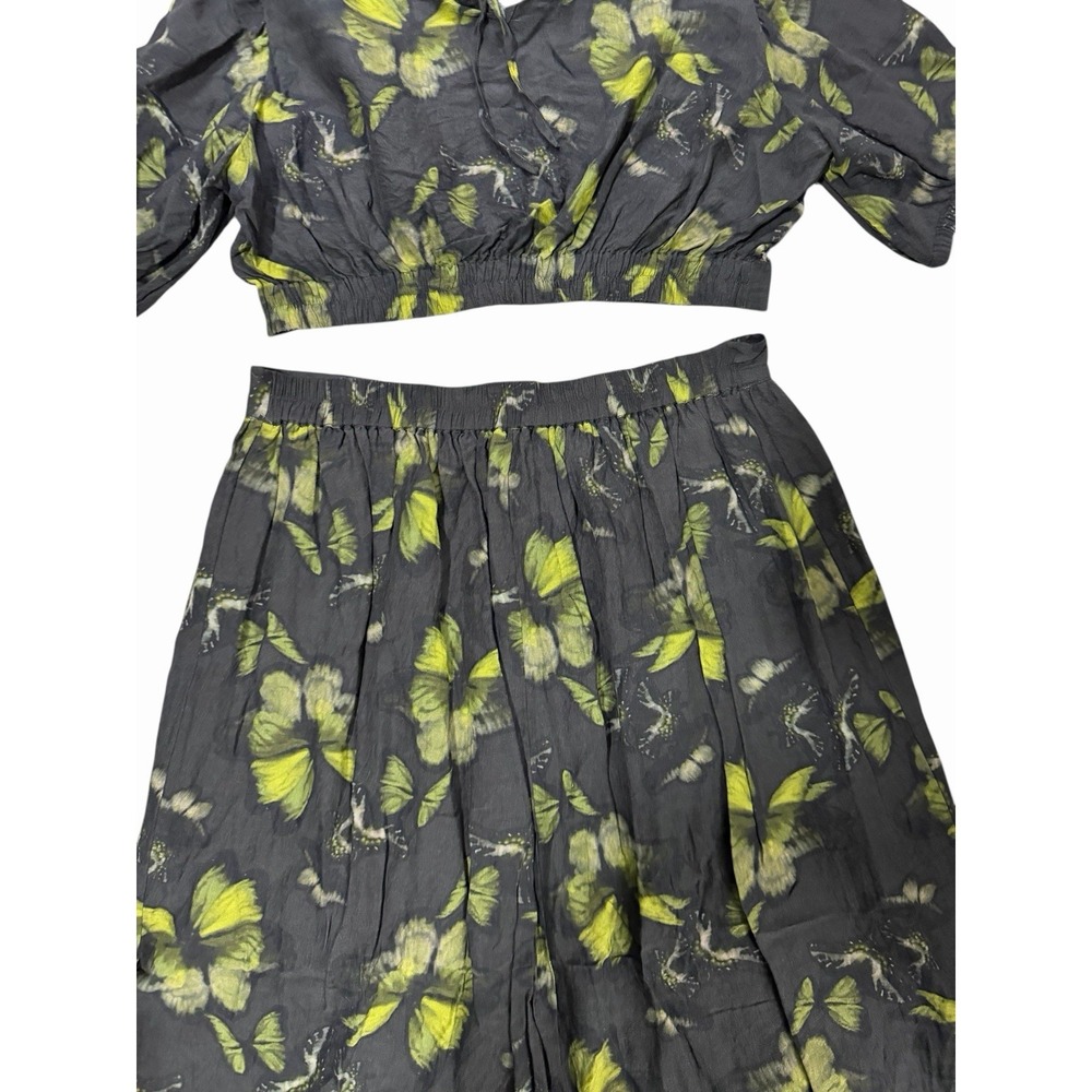 Allsaints Asta Ceres Linen Blend Midi Skirt & Top Sycamore Green Black Size 10‎ - Picture 10 of 16